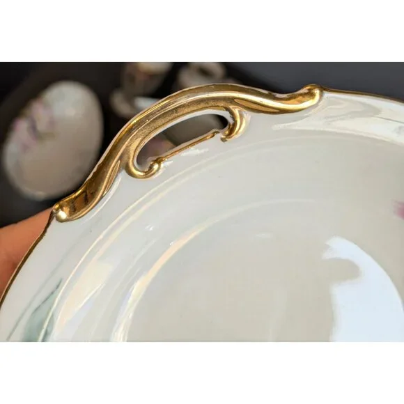 Noritake Azalea Bon Bon Dish 6.5" Floral Design Gold Handle Morimura mark - Picture 9 of 13